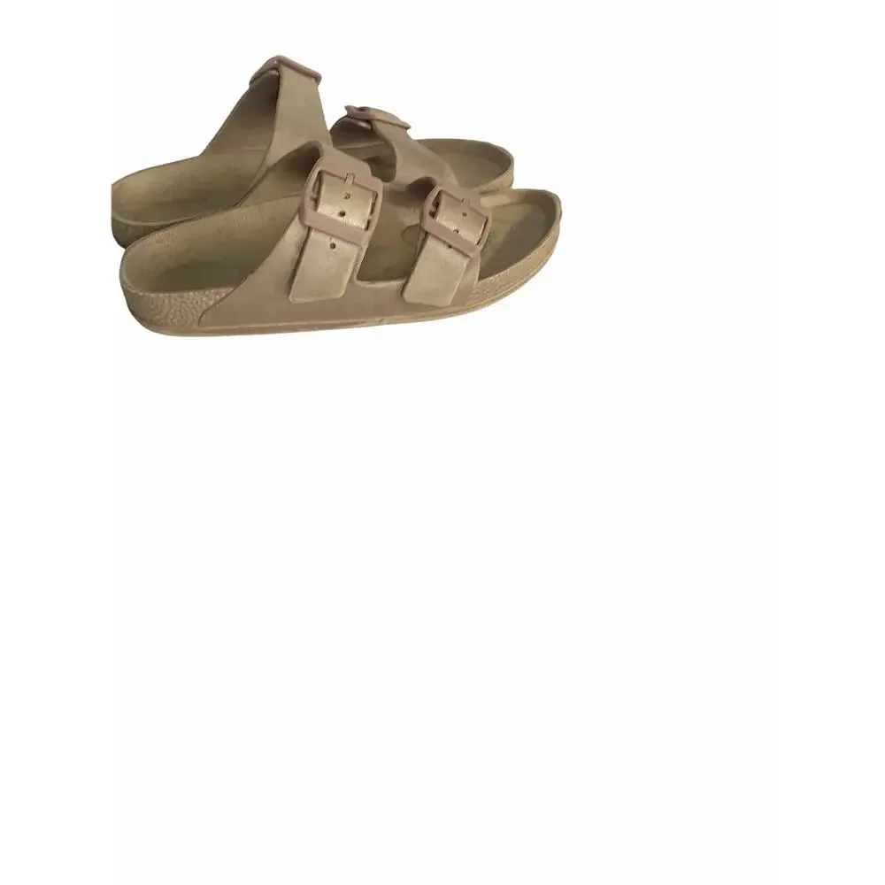Girl’s Slip-On 2 Strap Buckled Slide Sandals 34